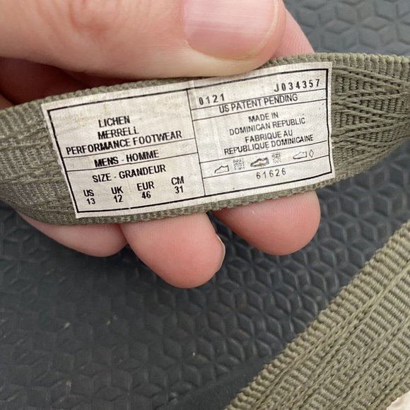 Merrell Lichen Breakwater Thong Flip Flops Sandals Green Size 13 J034357 Vibram - Picture 9 of 9